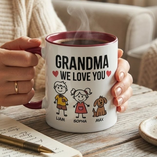 Mug Illustration de famille « Mamie, nous t'aimons, le (Créateur téléchargé)