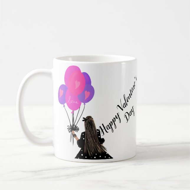 Mug Illustration de fille chic avec ballon pour la Sai (Gauche)