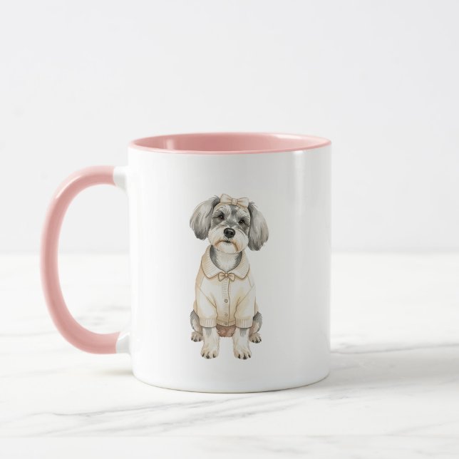 Mug Illustration de Fille de Mini Schnauzer Chien (Gauche)
