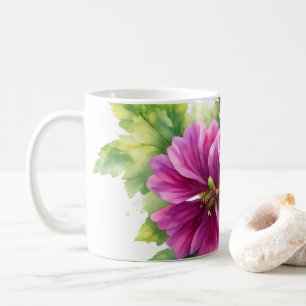 Mug Illustration de fleur aquarelle violette 