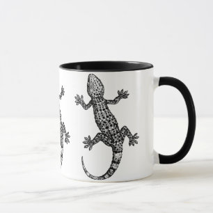 MUG ILLUSTRATION DE GECKO LIZARD EN NOIR ET BLANC