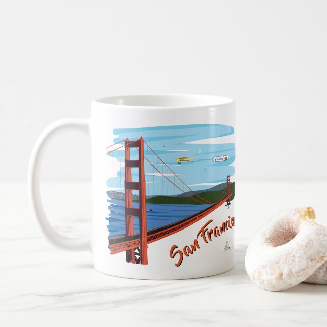 Mug Illustration de golden gate bridge San Francisco (Avec donut)