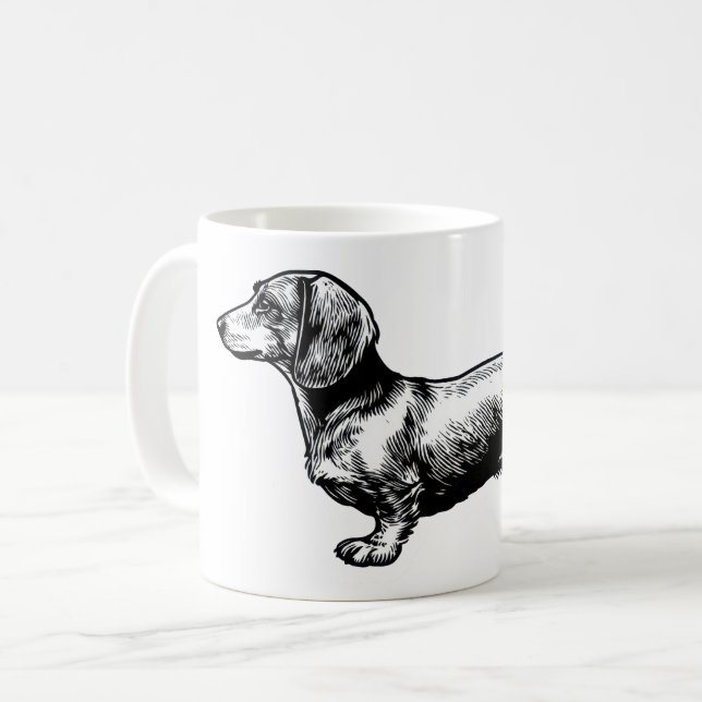 Mug Illustration de gravure vintage de teckel (Devant gauche)