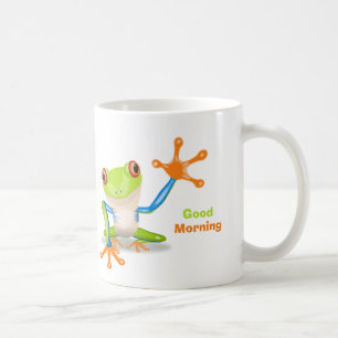 Mug Illustration de grenouille à yeux rouges agitant