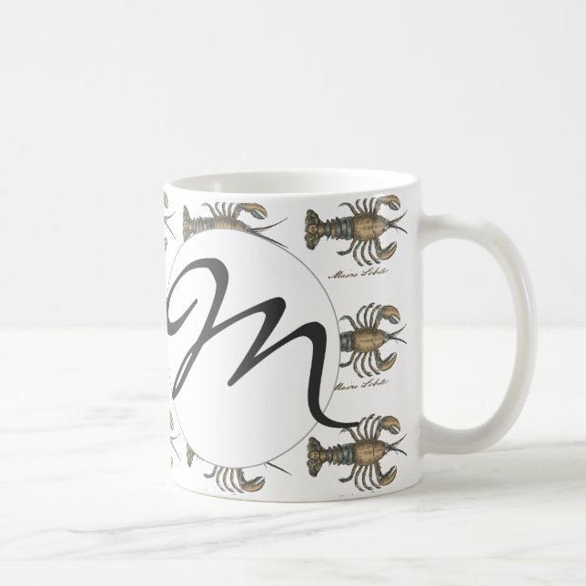 Mug Illustration de homard vintage : damas côtier  (Droite)