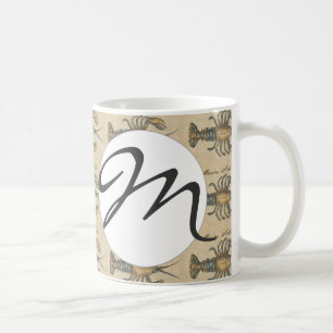 Mug Illustration de homard vintage : damas côtier