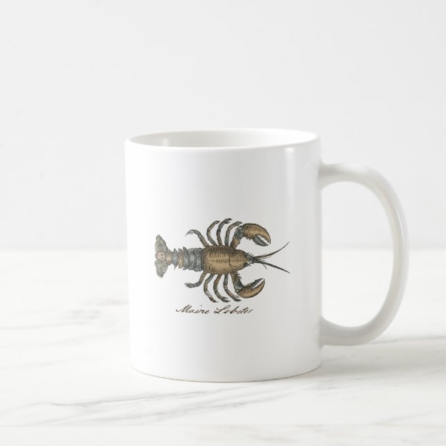 Mug Illustration de homard vintage : Damassé côtier (Droite)