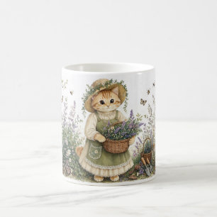 Mug Illustration de jardin de lavande de chaton Cottag