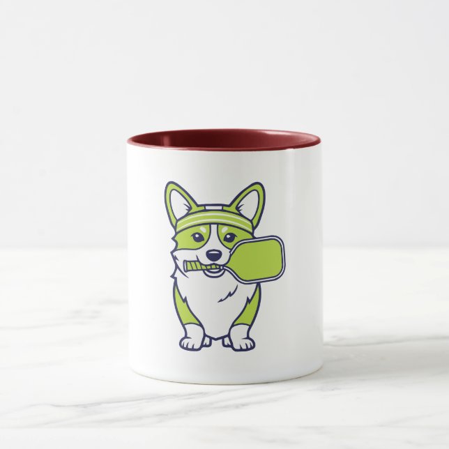 Mug Illustration de joueur de pickleball Corgi mignon  (Centre)