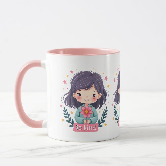 Mug Illustration de Kawaii "Be Kind" - Art Intéressant (Gauche)