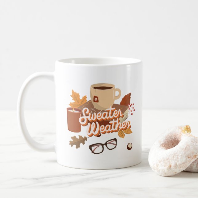 Mug Illustration de la chaleur de l'automne et du temp (Avec donut)