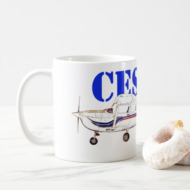 Mug Illustration de la conception de l'avion Cessna 17 (Avec donut)