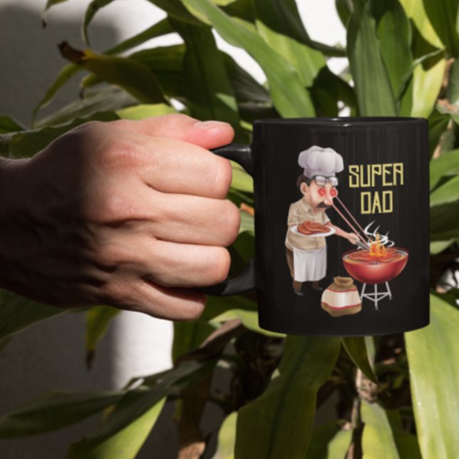 Mug Illustration de la cuisine de Super Papa | Fête de (Créateur téléchargé)