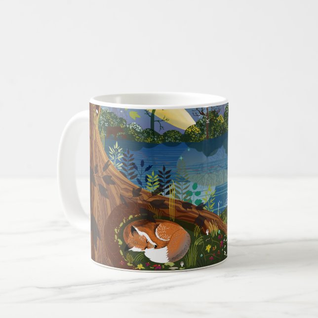 Mug Illustration de la faune de Riverside Idyllic (Devant gauche)