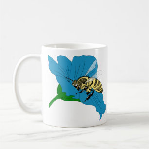Mug Illustration de la fleur bleue des abeilles