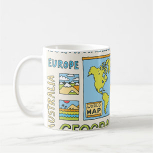 Mug Illustration de la géographie Vintage dessinée à l