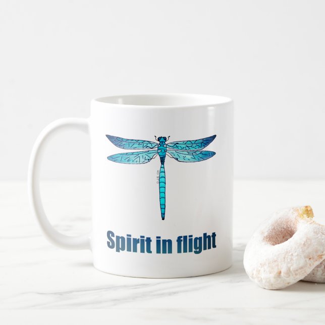 Mug Illustration de la libellule bleue en vol (Avec donut)