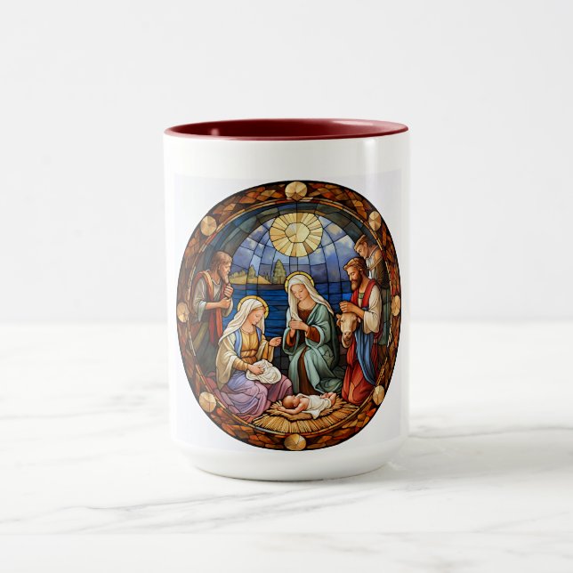 Mug Illustration de la Nativité de Noël, (Centre)