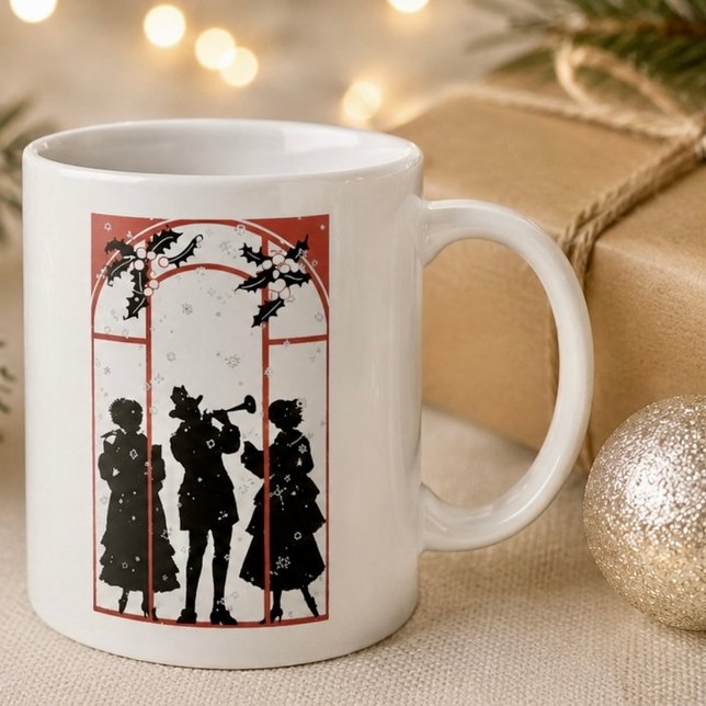 Mug Illustration de la silhouette des chanteurs de Noë (Créateur téléchargé)