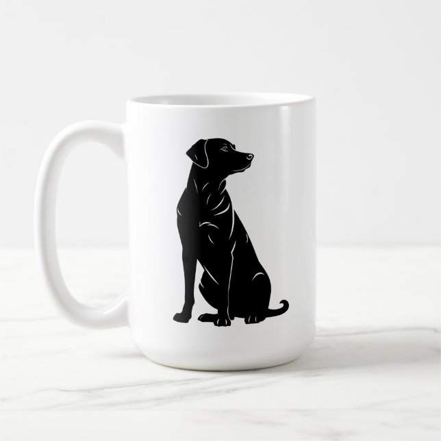 Mug Illustration de la silhouette du labrador noir (Gauche)