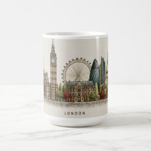 Mug Illustration de la skyline architecturale vintage