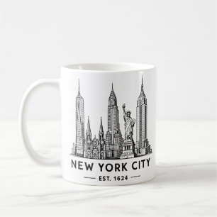 Mug Illustration de la skyline de NYC avec la Statue d