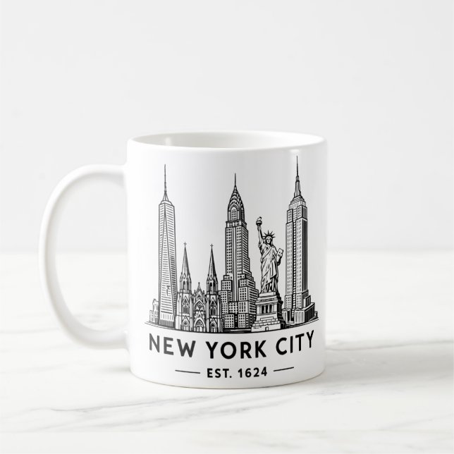 Mug Illustration de la skyline de NYC avec la Statue d (Gauche)