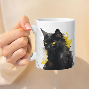Mug Illustration de la tête de chat de l'aquarelle art