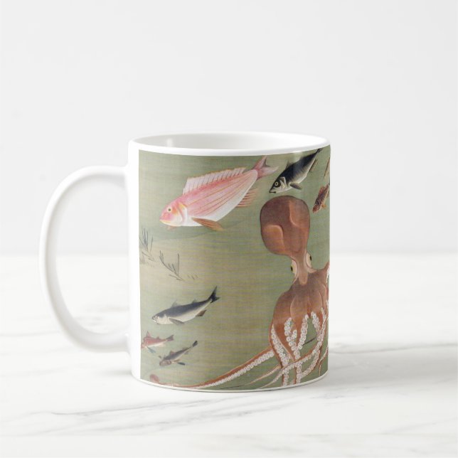 Mug Illustration de la vie marine du poisson et de la  (Gauche)