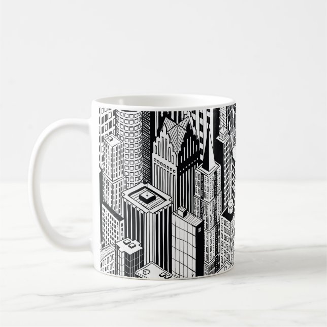 Mug Illustration de la ville Skyscraper, isométrique t (Gauche)