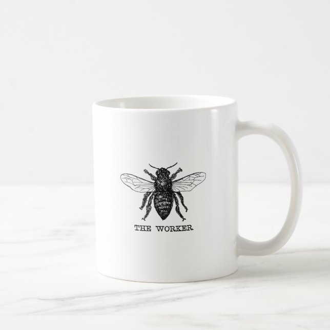 Mug Illustration de l'abeille du travailleur vintage (Droite)