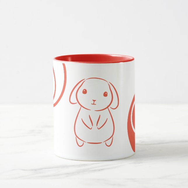 Mug Illustration de lapin minimaliste (Centre)