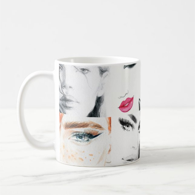 Mug Illustration de l'aquarelle de collection féminine (Gauche)
