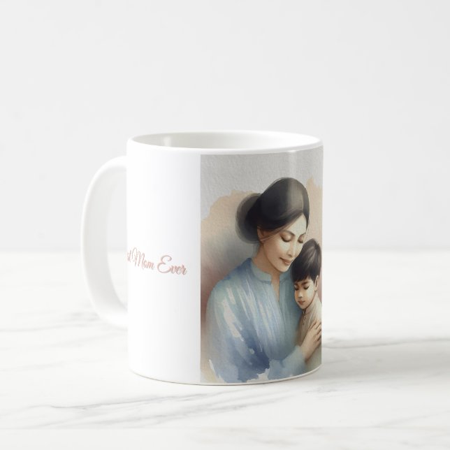 Mug Illustration de l'aquarelle de la meilleure maman (Devant gauche)