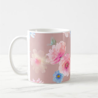 Mug Illustration de l'aquarelle des fleurs. Coloris aq