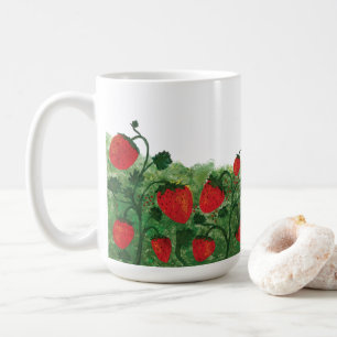Mug Illustration de l'aquarelle du champ de fraises