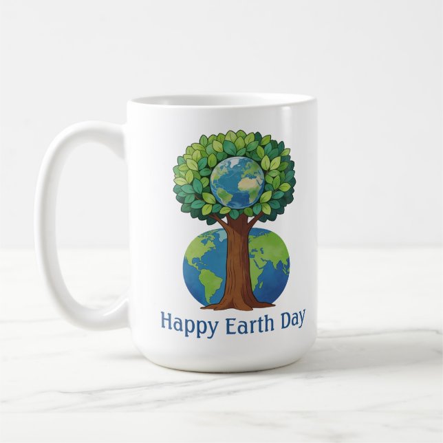 Mug Illustration de l'arbre de la Journée de la Terre  (Gauche)