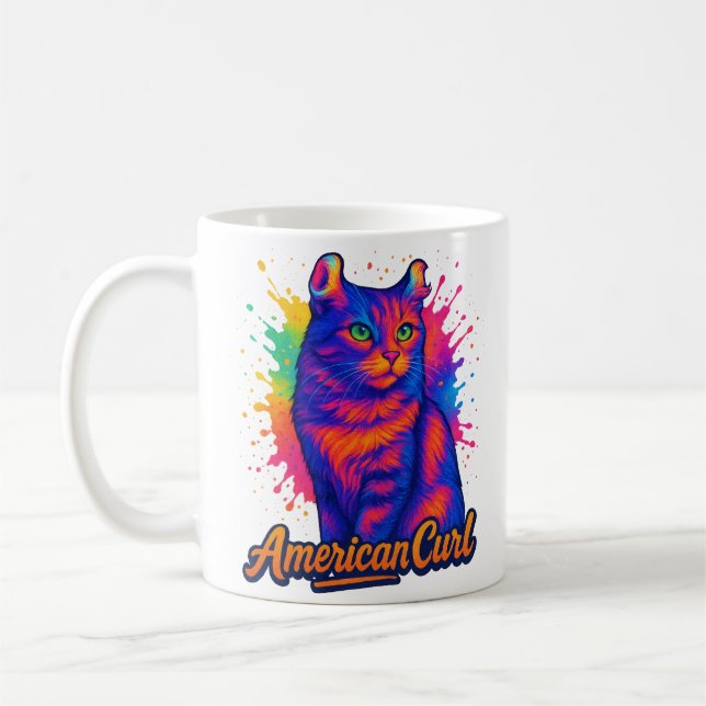 Mug Illustration de l'art de la flûte de chat Curl amé (Gauche)