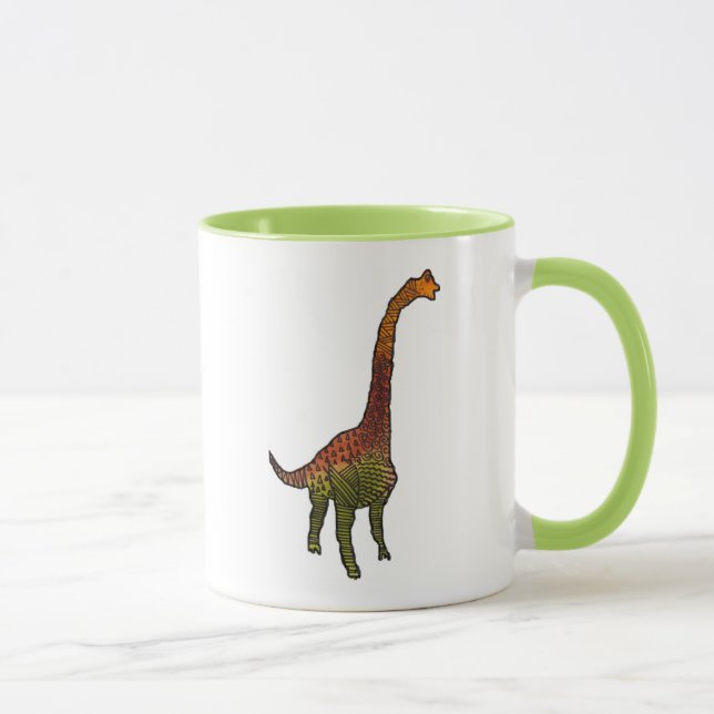 Mug Illustration de l'art des doodures dinosaures pour (Droite)