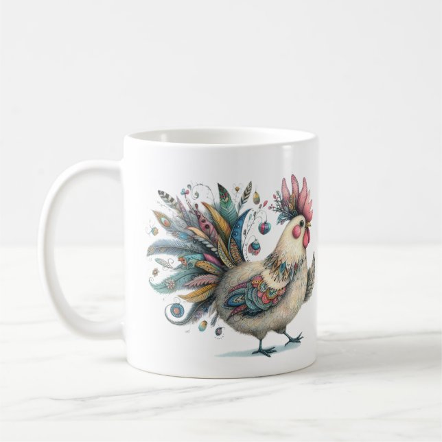 Mug Illustration de l'art populaire du poulet ou du co (Gauche)