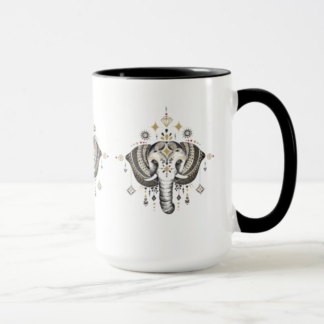 Mug Illustration de l'éléphant tribal (Droite)