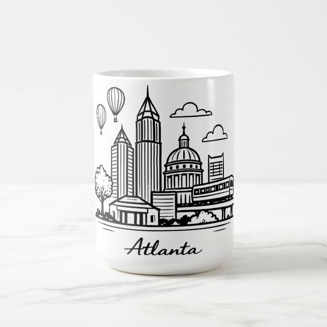 Mug Illustration de ligne noire Atlanta (Centre)
