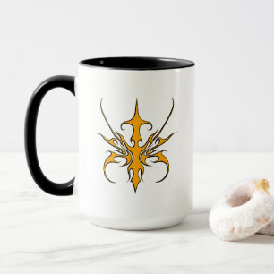 Mug Illustration de ligne tribale orange féroce