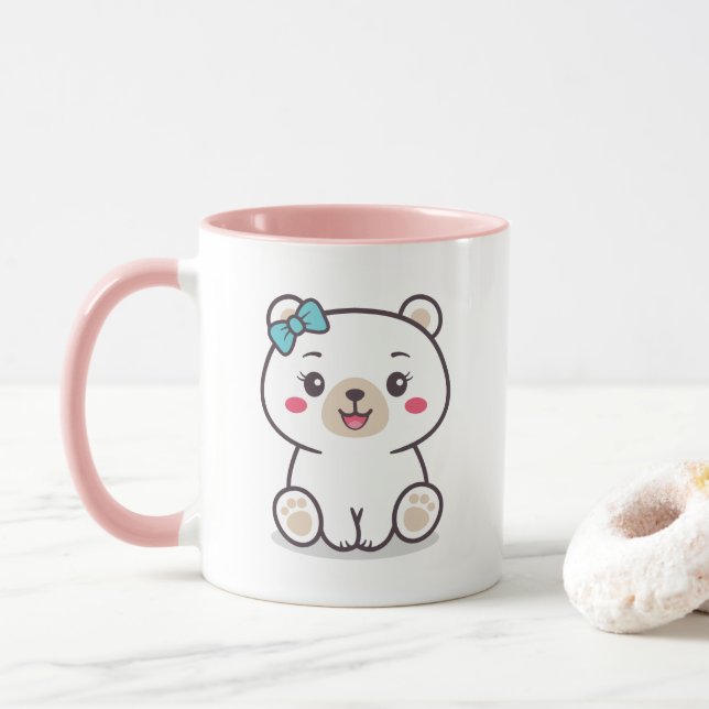 Mug Illustration de l'ours en peluche (Avec donut)