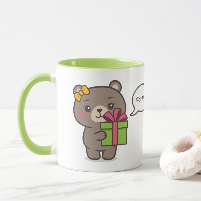 Mug Illustration de l'ours en peluche (Avec donut)