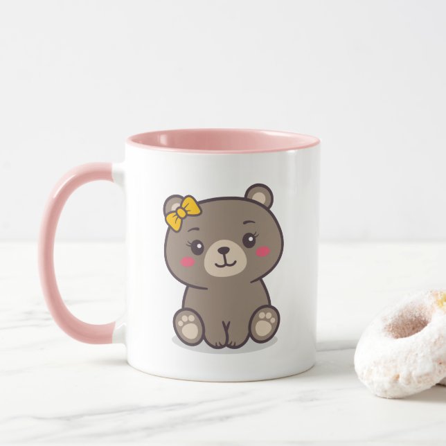 Mug Illustration de l'ours en peluche (Avec donut)