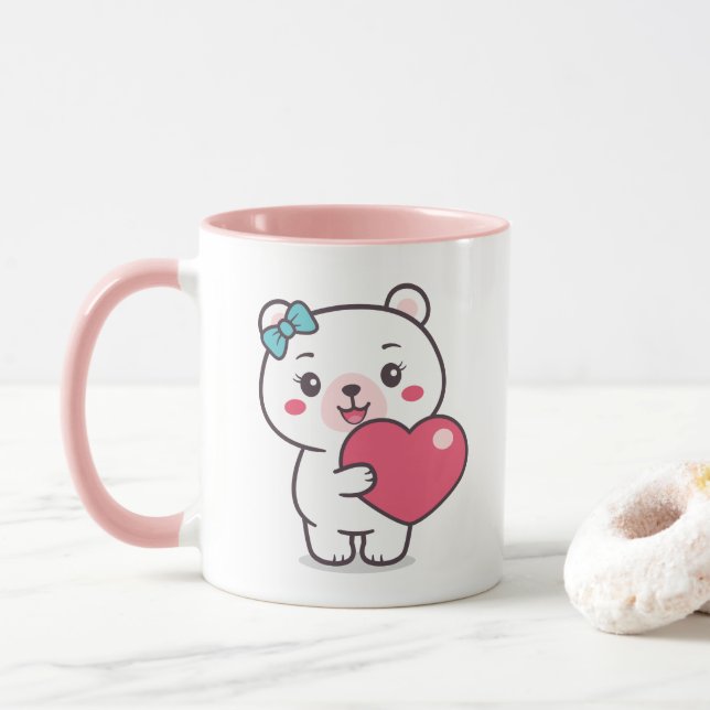 Mug Illustration de l'ours en peluche (Avec donut)