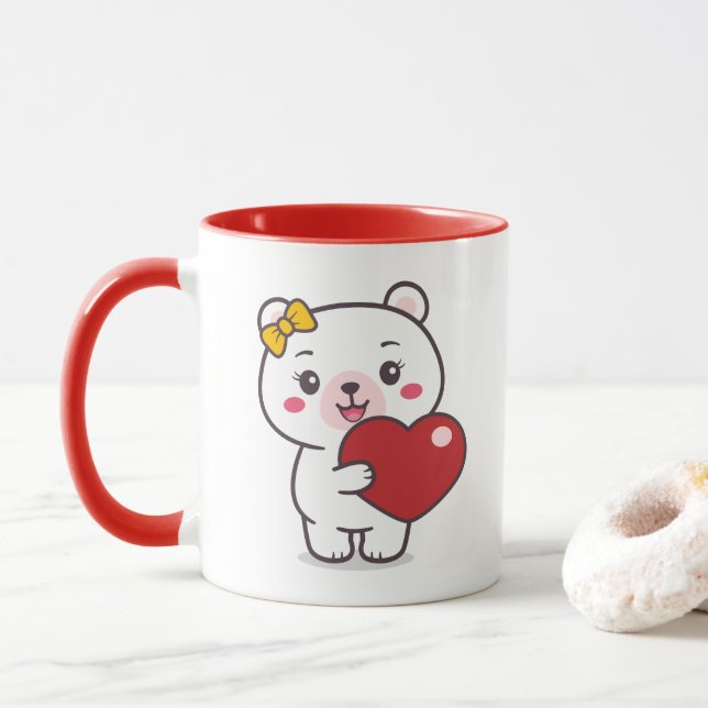 Mug Illustration de l'ours en peluche (Avec donut)
