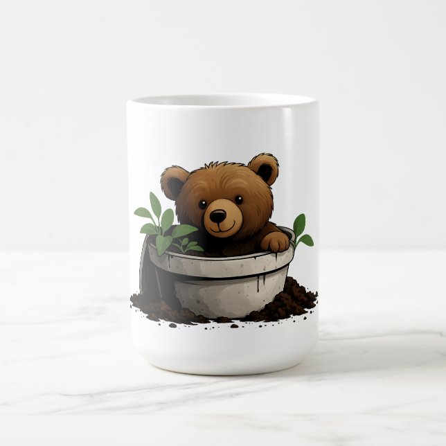 Mug Illustration de l'ours en Plante pointé (Centre)