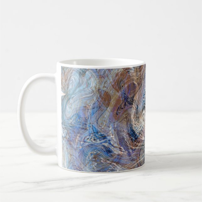 Mug Illustration de marbrage gris bleu (Gauche)